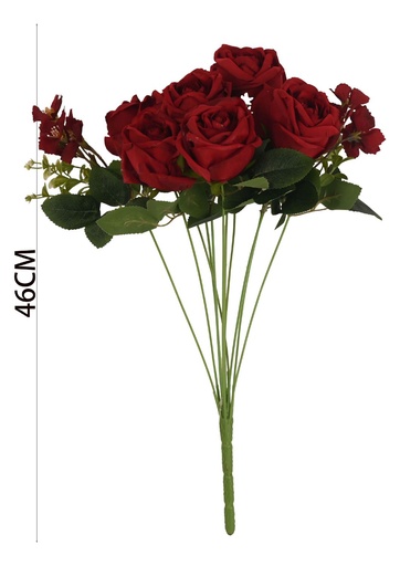 [630868红色] Ramo de flores artificiales - 11 cabezas de rosas angelicales