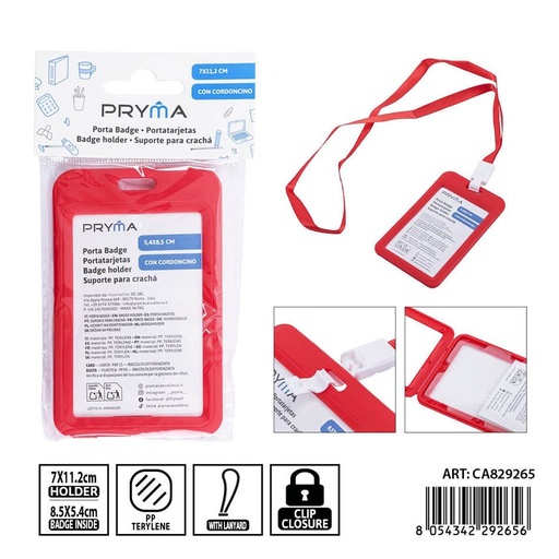 [0242733] Porta tarjetas con cordón 7X11.2 cm - Accesorios de oficina
