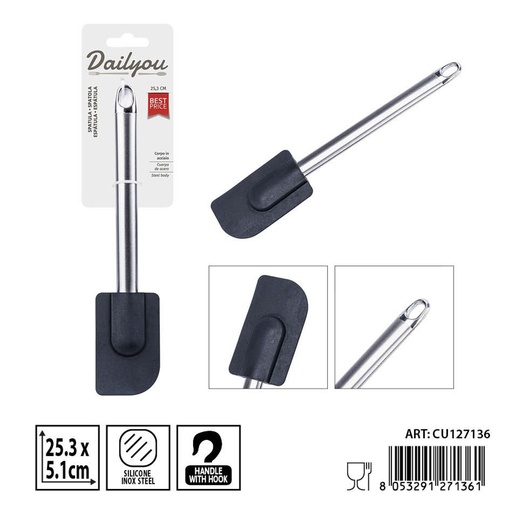[0242918] Espátula de silicona con mango de acero inoxidable 25.3x5.1 cm - Utensilios de cocina