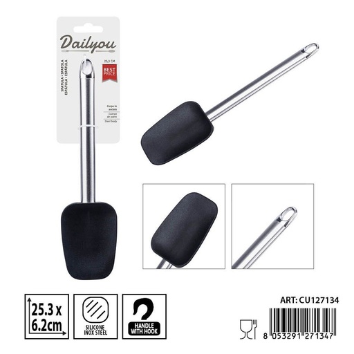[0242916] Espátula de silicona con mango de acero inoxidable 25.3X6.2 cm DC CASA - Utensilios de cocina