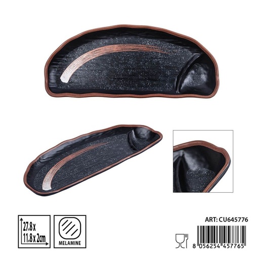[0241165] Plato de melamina de dos compartimentos 8 pulgadas 27.8x11.8x2 cm - Utensilios de cocina y platos