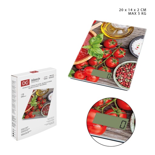 [0221616] Báscula de cocina digital 5KG 20X14X2CM - Accesorios de cocina y balanzas