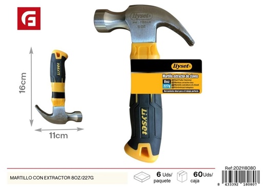 [202118080] Martillo con extractor 8oz/227g - Herramientas para bricolaje