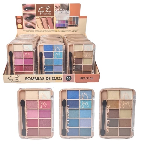 [S134-03] Sombra de ojos 10 colores 24/U - Cosméticos de maquillaje