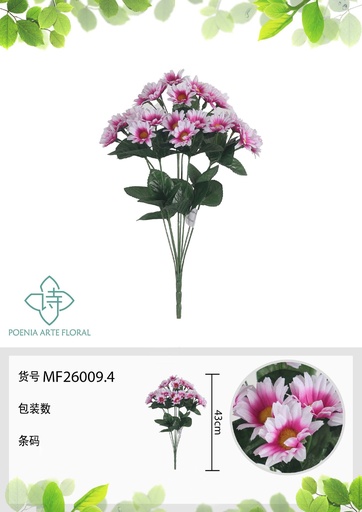 [MF26009.4] Rama artificial de crisantemo 9 cabezales 43 cm lila - Planta decorativa