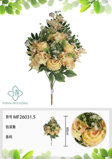 [MF26031.5] Ramo de 12 cabezas de hortensia en forma de abanico brasileño 60 cm - Flores artificiales decorativas