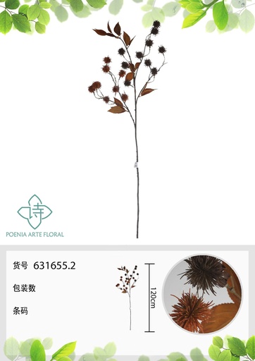 [631655.2] Vara de frutos con espinas artificiales 120 cm - Decoración floral de impacto
