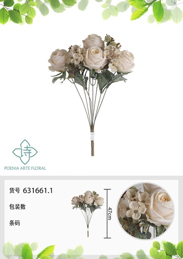 [631661.1] 8 cabezas de hortensia artificial estilo nórdico 47 cm - Flores decorativas modernas