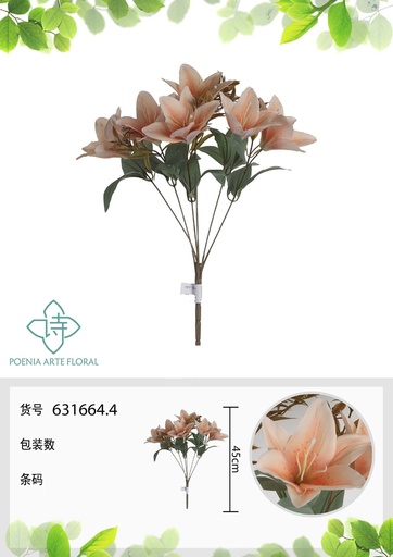 [631664.4] Ramo de lirios nórdicos Austin de 6 cabezas 45 cm - Decoración floral artificial