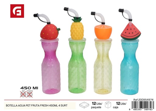 [200954974] Botella de agua PET fruta fresh 450ml 4 surtidos - Envases de cocina