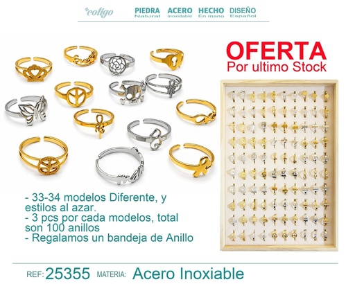 [25355] Anillo de acero con bandeja - Joyería elegante y anillos