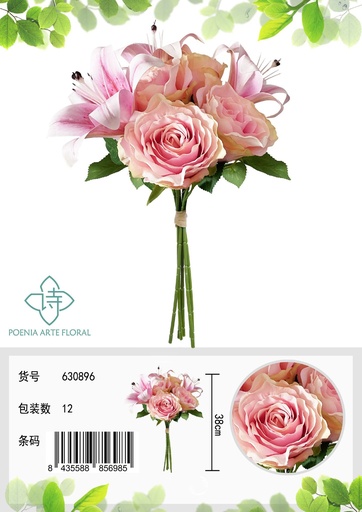 [630896粉色] Ramo de flores artificiales - Manojo de lirios en 3D