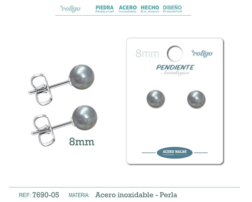 [13825] Pendientes de perlas de acero - Joyería y accesorios