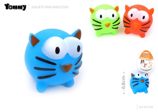 [YM7589] Juguete de vinilo gato cara 6.8 cm - Juguetes para mascotas