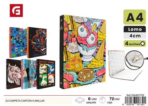 [154401732] Carpeta de cartón EU con 4 anillas - Material de oficina