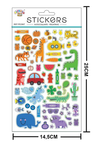 [PE2967] Stickers decorativos "Animales" 14,5x25 cm - Pegatinas infantiles decorativas