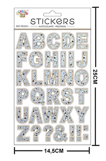 [PE2974] Stickers decorativos "Letras color piedra" 14,5x25 cm - Pegatinas infantiles decorativas
