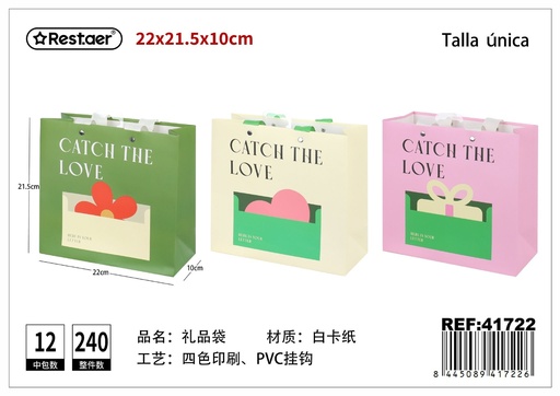 [41722] Bolsa de regalo cuadrada 22x21.5x10cm - Artículos de regalo y embalaje