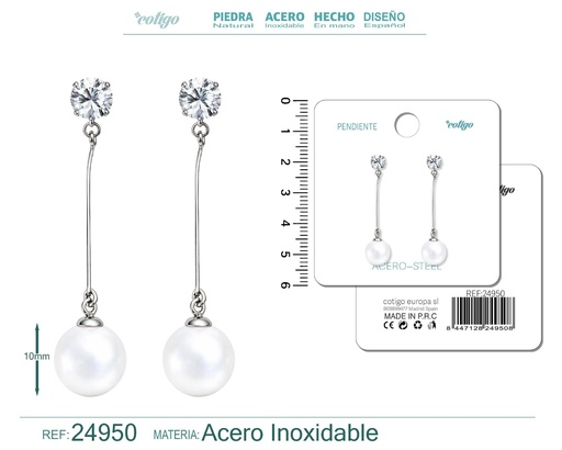 [24950] Pendiente de perla con accesorio de acero - Joyería y accesorios