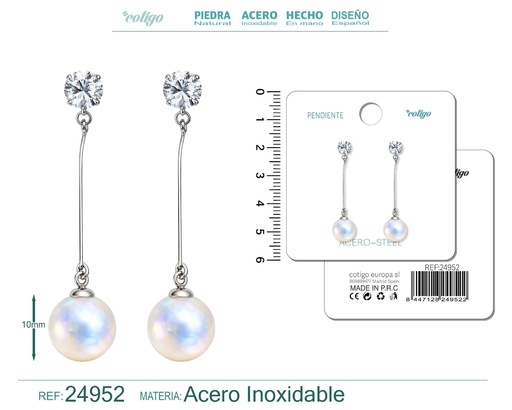 [24952] Pendiente de perla con accesorio de acero - Joyería y accesorios