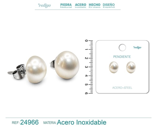 [24966] Pendiente de perla con accesorio de acero - Joyería y accesorios