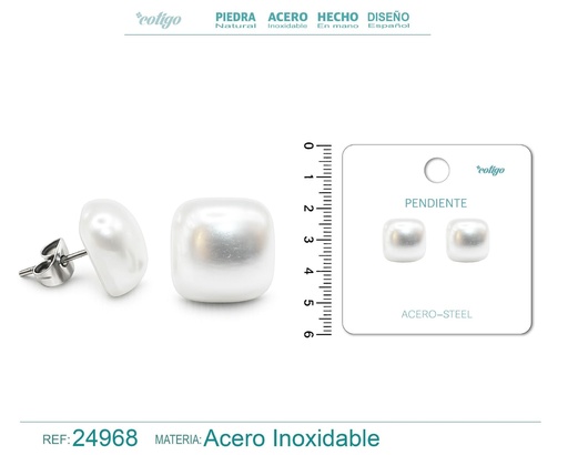 [24968] Pendiente de perla con accesorio de acero - Joyería y accesorios