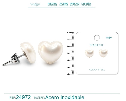 [24972] Pendiente de perla con accesorio de acero - Joyería y accesorios