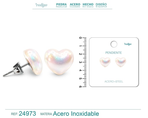 [24973] Pendiente de perla con accesorio de acero - Joyería y accesorios