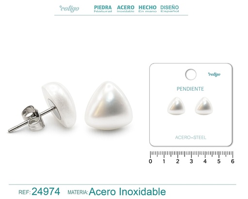 [24974] Pendiente de perla con accesorio de acero - Joyería y accesorios