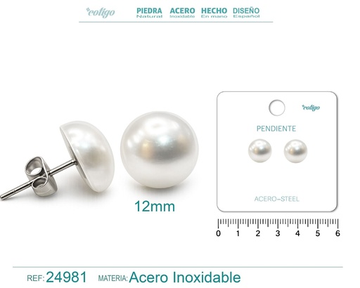 [24981] Pendiente de perla con accesorio de acero - Joyería y accesorios