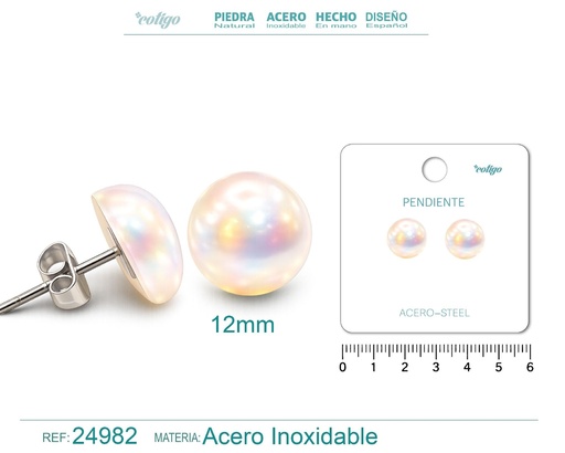 [24982] Pendiente de perla con accesorio de acero - Joyería y accesorios