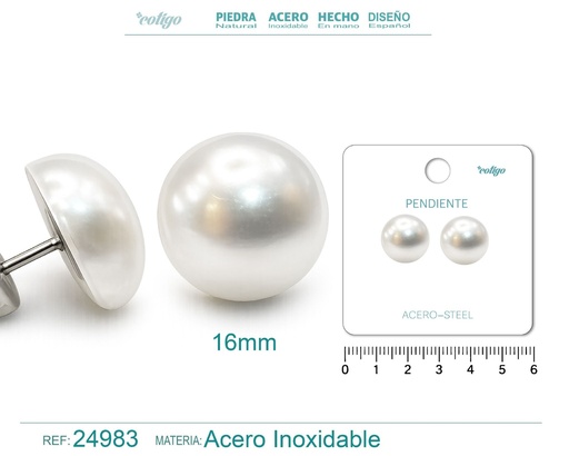 [24983] Pendiente de perla con accesorio de acero - Joyería y accesorios