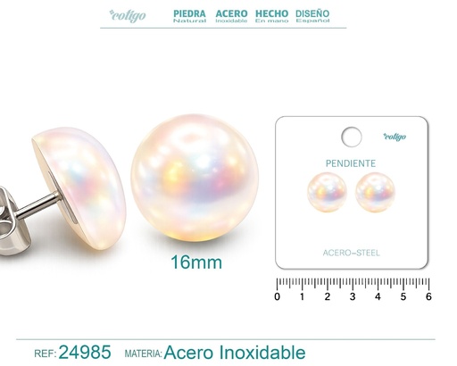 [24985] Pendiente de perla con accesorio de acero - Joyería y accesorios