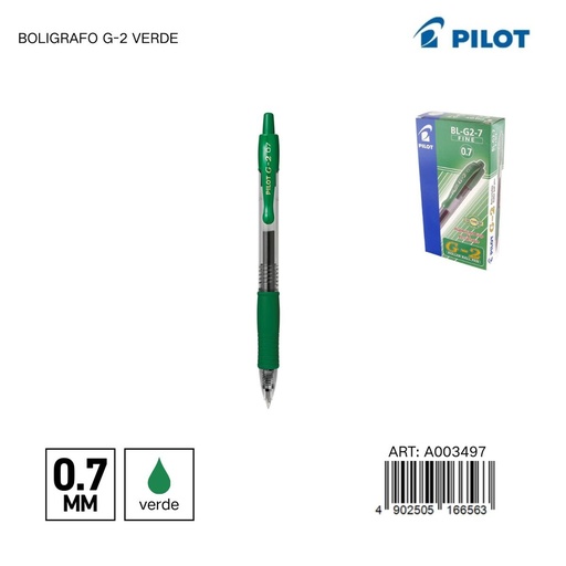 [A003497] Bolígrafo Pilot 0.7mm verde - Papelería y artículos de escritura