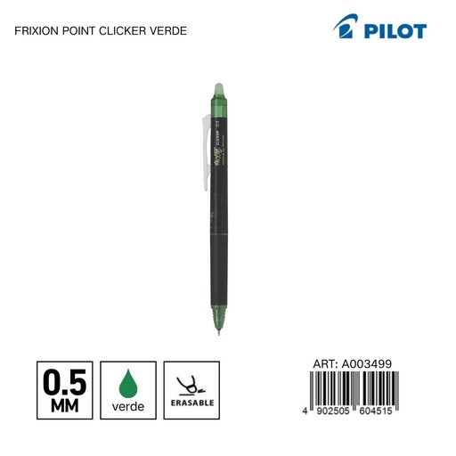 [A003499] Bolígrafo Pilot Frixion Point Clicker 0.5mm verde - Papelería y artículos de escritura