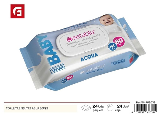 [104762038] Toallitas neutras de agua 80 pzs - Productos de cuidado personal y toallitas