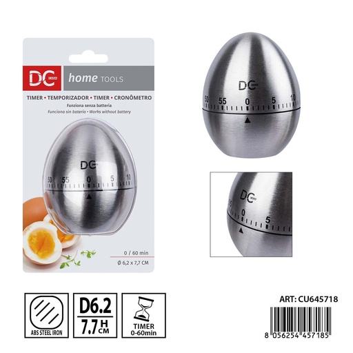 [0241141] Temporizador de cocina de acero 6.2x7.7 cm - Utensilios de cocina y temporizadores