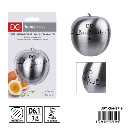 [0241142] Temporizador de cocina de acero 6.1x7 cm - Utensilios de cocina y temporizadores