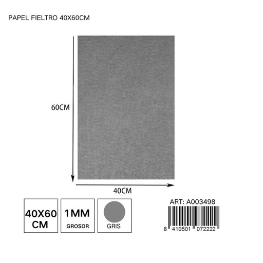 [A003498] Papel fieltro 40x60 cm gris - Ideal para proyectos creativos