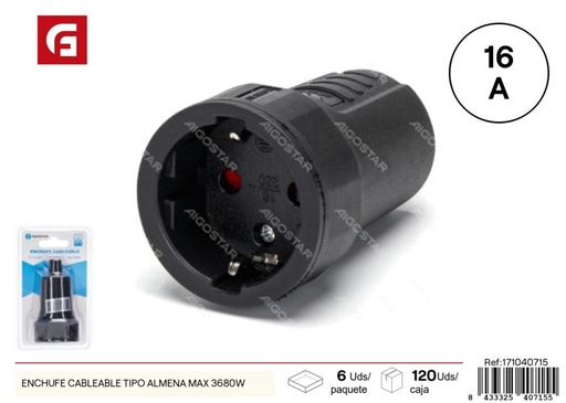 [171040715]  Enchufe cableable tipo almendra max 3680W - Material eléctrico y adaptadores