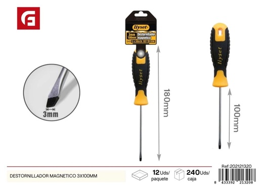 [202121320] Destornillador magnético 3 x 100 mm - Herramientas de ferretería y tornillos
