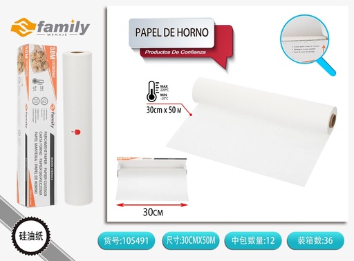[105491] Papel de horno 30 cm x 50 m - Productos desechables