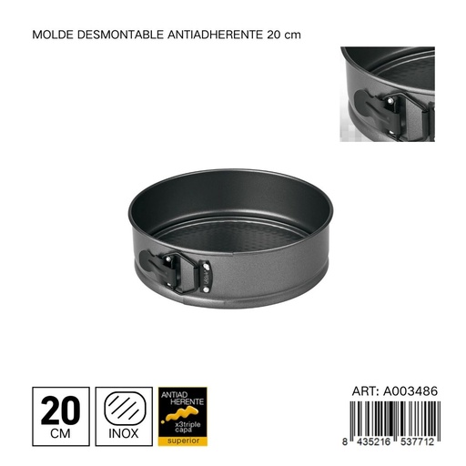 [A003486] Molde desmoldable antiadherente redondo 20 cm - Utensilios para repostería