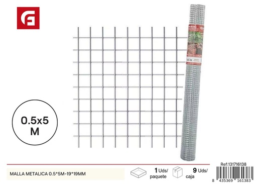 [131716138] MALLA METALICA 0.5*5M-19*19MM - Material de jardinería y construcción