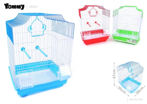 [YM7298] Jaula para mascotas con techo curvado 35x28x47 cm - Espacio seguro para aves
