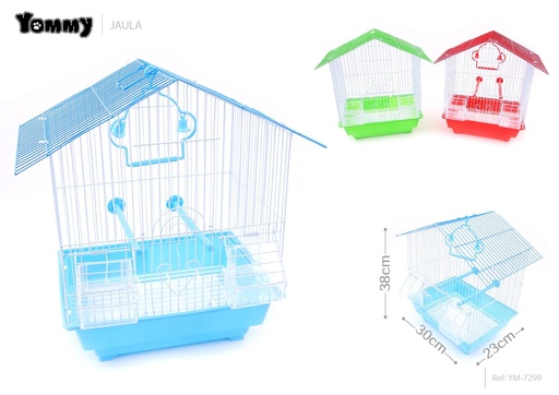 [YM7299] Jaula para mascotas con techo a dos aguas 30x23x38 cm - Espacio seguro para aves