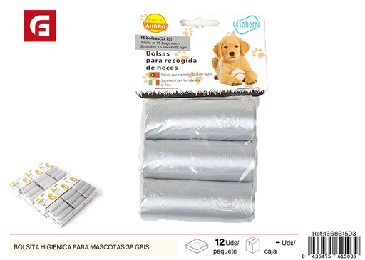 [166861503] Bolsita higiénica para mascotas 3 rollos gris - Accesorios para mascotas