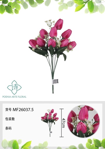 [MF26037.5] Ramo de tulipanes de 9 cabezas 47 cm - Flores artificiales