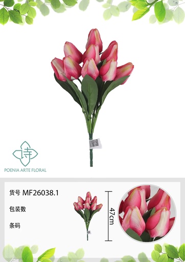 [MF26038.1] Ramo de tulipanes de 9 cabezas 47 cm - Flores artificiales