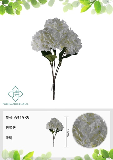 [631539.31] Ramo de flores artificiales Hortensia 96 pétalos 47 cm - Decoración floral